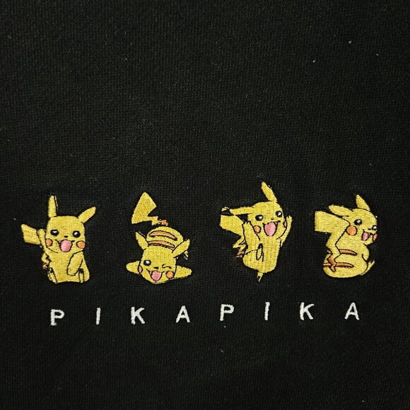 Y2K Pikachu Pika Pika Embroidered Sweatshirt Pokemon Long Sleeve Unisex Size XL - Picture 6 of 10